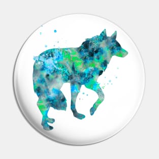 Arctic Wolf Watercolor Painting Pin