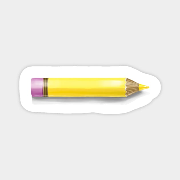 Yellow Pencil Magnet by Rowena Aitken