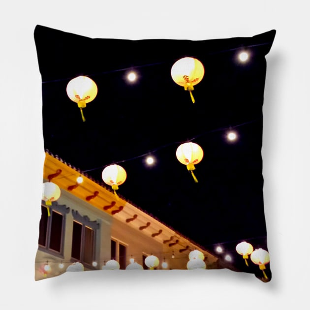 Lights Above Chinatown Pillow by BlakCircleGirl