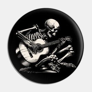 Skeleton Playing Guitar Pin