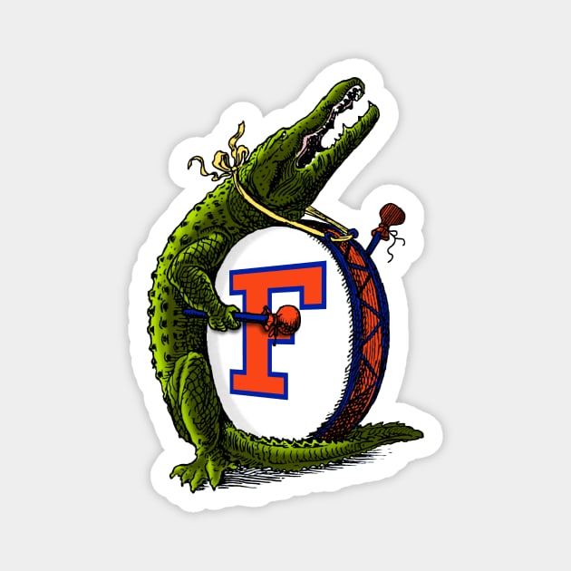 Gator on a drum Magnet by Wright Art