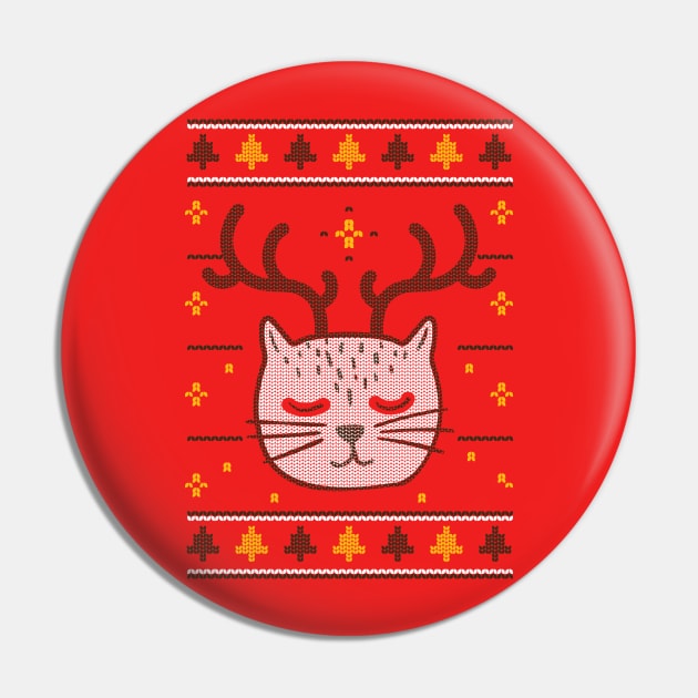 Ugly Christmas Cat Sweater Pin by Eclecterie