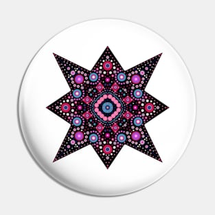 Eight-Pointed Star Mandala Pink-Blue-White Pin