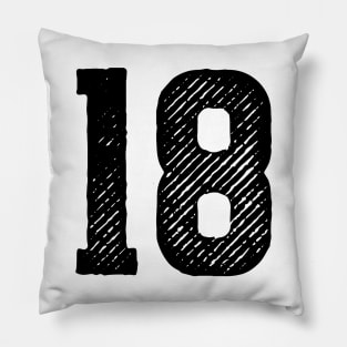 Rough Number 18 Pillow