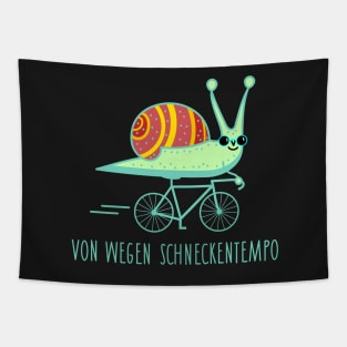 Funny snail rides a bicycle (b) Tapestry