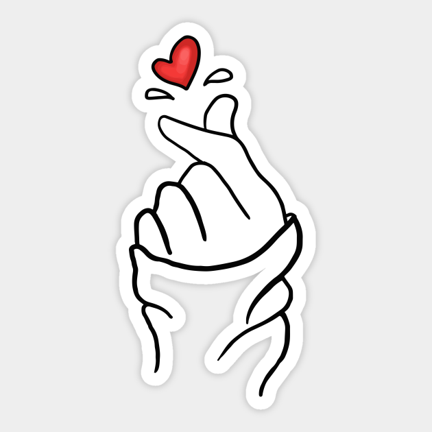 Finger Heart I Love You Cute Korean Saranghaeyo Finger Heart Sticker Teepublic