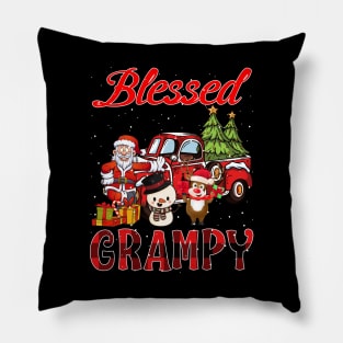 Blessed Grampy Red Plaid Christmas Pillow