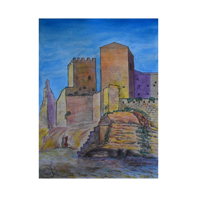 Watercolor Sketch - Castello di Lombardia, Enna, Sicily by IgorPozdnyakov