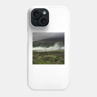 Steam Rolling Over Green Field in Iceland Phone Case