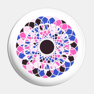 Random geometric elements in round ornament in bright neon colors Pin