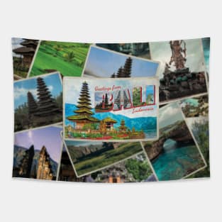 Greetings from Bali in Indonesia Vintage style retro souvenir Tapestry