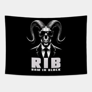 Ram in Black: Creepy and Stylish Tapestry