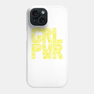 Floral girlpower text in yellow Phone Case