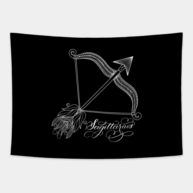 Sagittarius Bow and Arrow Design (Dark) Tapestry by Gsallicat