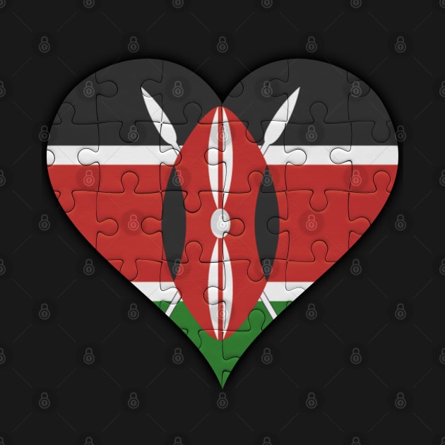 Kenyan Jigsaw Puzzle Heart Design - Gift for Kenyan With Kenya Roots by Country Flags