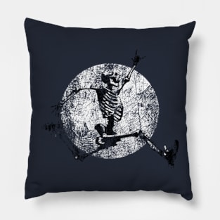 Grunge Jumping Skeleton 'Not Dead Yet' Pillow