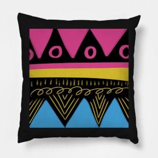 Blue,pink and yellow pattern Pillow