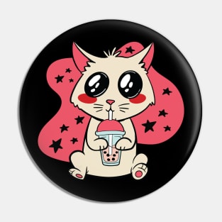 Kawaii Cat Driking Boba Tea Pin