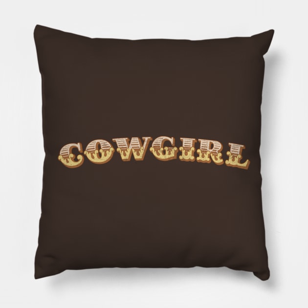 Cowgirl /// Retro Typography Design Pillow by DankFutura