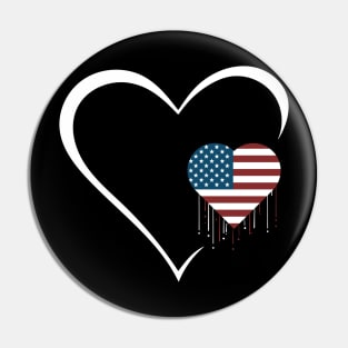 American Flag Proud USA Patriotic Cute Valentine's Day Pin