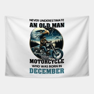 Eagle Biker Never Underestimate An Old Man With A Motorcycle Who Was Born In December Tapestry