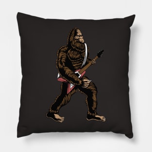 Rock & Roll Guitarist Bigfoot Playing Electric Guitar Pillow