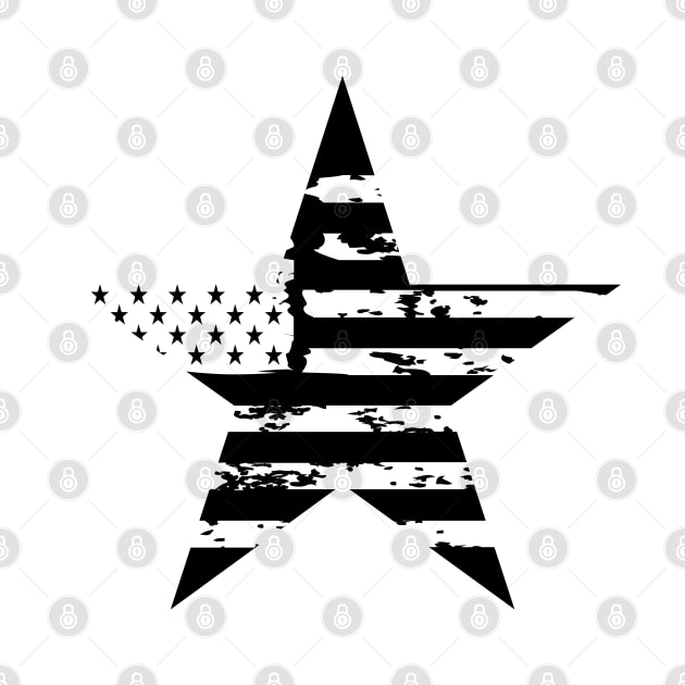 USA Flag White Grunge Star by Vooble