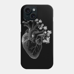 Silver Color Anatomically Correct Human Heart - Palm Trees Phone Case