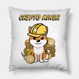 Cute Orange dog is a crypto miner Pillow