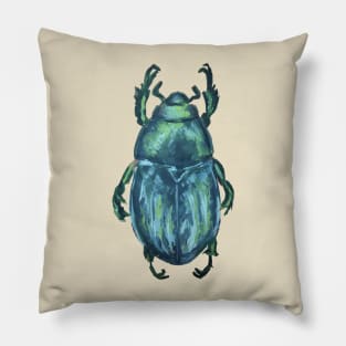 Shiny Green Beetle Pillow