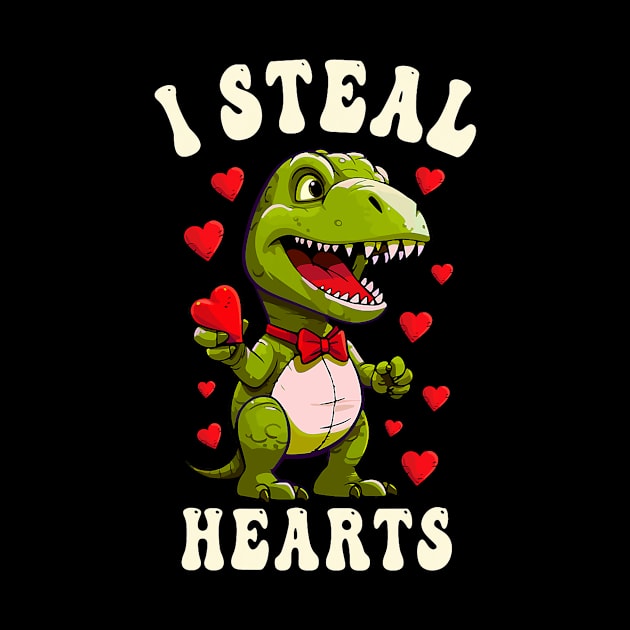 Boys Valentines Day Dinosaur I Steal Hearts Men Love T Rex by Neldy