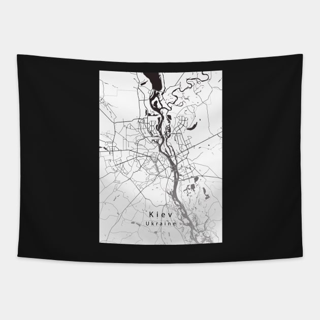 Kiev Ukraine City Map Tapestry by Robin-Niemczyk