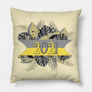 COLOR OF THE YEAR 2021 ILLUMINATING YELLOW AND ULTIMATE GRAY TROPICAL DESIGN Pillow