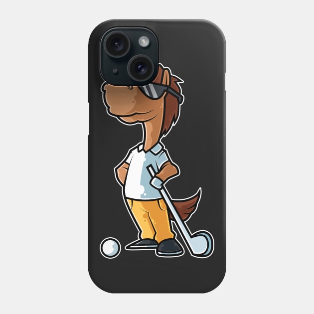 Horse Golf Player Golfer Golfing Funny Kids Boys graphic Phone Case by theodoros20