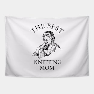 THE BEST KNITTING CRAFTS MOM LINE ART SIMPLE VECTOR STYLE, MOTHER OLD TIMES Tapestry