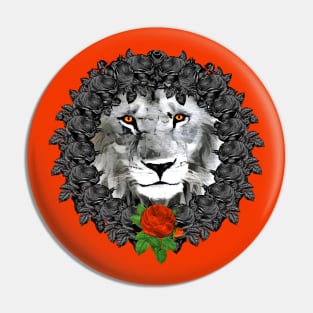 Lion Orange Rose Wreath Pin