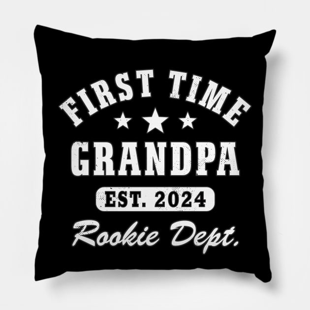 First Time Grandpa est. 2024 Funny Soon To Be Grandpa Pillow by FloraLi