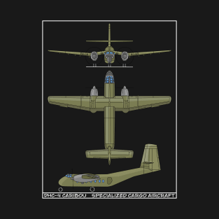 DHC-4 Caribou Specialized Cargo Aircraft Diagram Gift T-Shirt