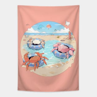 Crabs chilling at the beach Tapestry