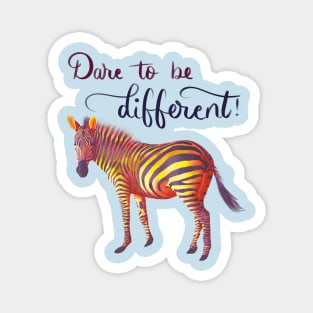 Dare to be Different - Yellow and purple on Turquoise Magnet