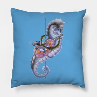 Watercolor Carousel Sea Horse Pillow