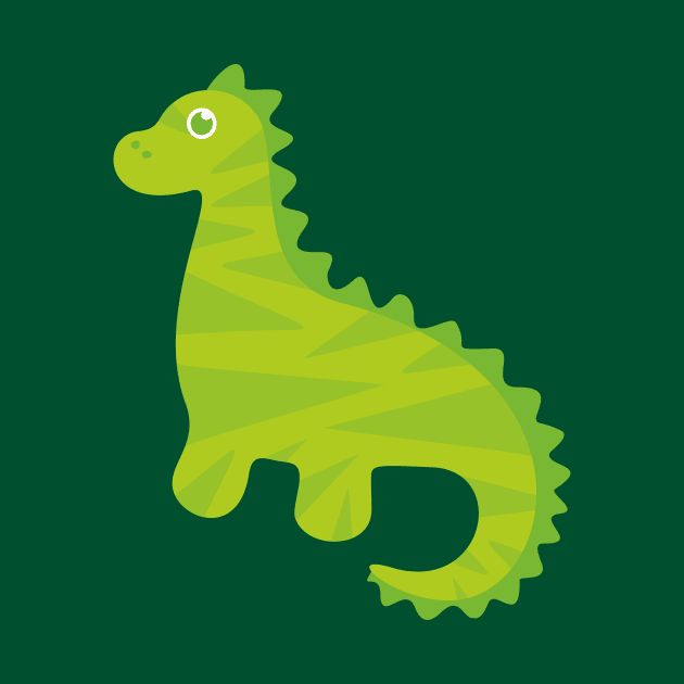 Green Cute Dinosaur on Green background by XOOXOO