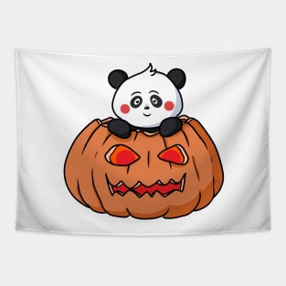 Halloween Panda Pumpkin Funny Party Costume Pandakin Tapestry