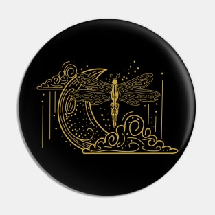 Celestial Vintage  golden Dragonfly Pin