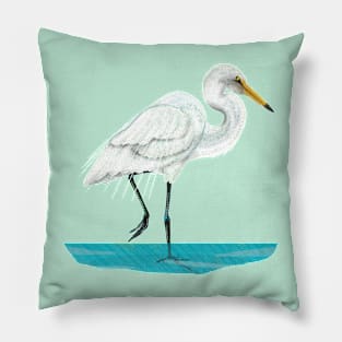 White Heron Pillow