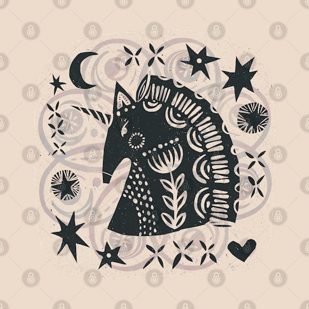 Unicorn block print by Bittersweet & Bewitching