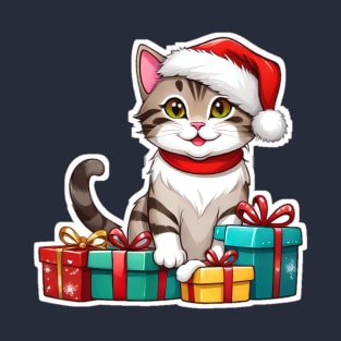 Cat christmas and gift christmas T-Shirt