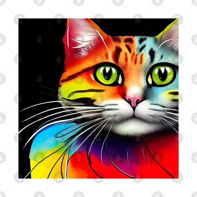 Colorful Cat Art Designs by Flowers Art by PhotoCreationXP