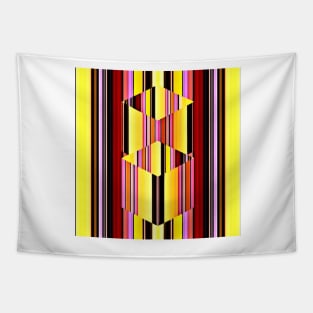 Cubes on Stripes Illusion Tapestry