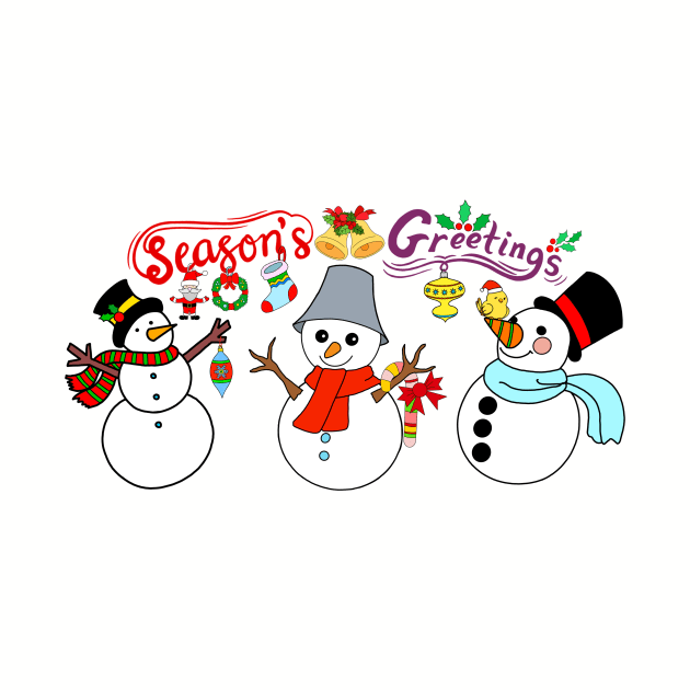 Christmas Snowman, Season’s Greetings by IdinDesignShop